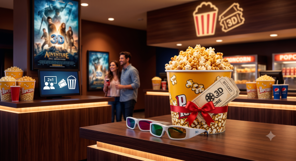 2x1 en Entradas de Cines 3D + Popcorn Gigante